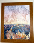 a close-up of the grand canyon cape royal final switchback original painting in a wooden frame by artist Katie Jeanne Ream