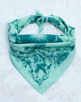 final switchback cotton bandana in mint featuring artist Katie Jeanne Reim's prints