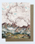a final switchback greeting card featuring artist Katie Jeanne Reim's Cirque Towers, Wyoming, print