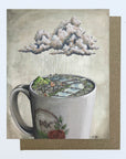a final switchback greeting card featuring artist Katie Jeanne Reim's Coffee City Donut, Oregon, print