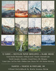 final switchback's 12-card box set with recycled paper envelopes featuring contours of National Parks prints by Katie Jeanne Reim