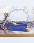 a final switchback greeting card featuring artist Katie Jeanne Reim's Crater Lake, Oregon, print