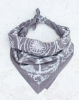 final switchback cotton bandana in deep forest stone featuring artist Katie Jeanne Reim's prints