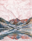 final switchback print of Maroon Bells, Colorado, by artist Katie Jeanne Reim