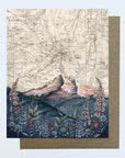 a final switchback greeting card featuring artist Katie Jeanne Reim's Mount Hood Lolo, Oregon, print