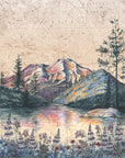 final switchback nature-inspired print of Mount Shasta Heart Lake, California, by artist Katie Jeanne Reim
