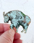 final switchback mountain goat enamel pin created by artist Katie Jeanne Reim