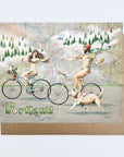 a final switchback greeting card featuring artist Katie Jeanne Reim's Naked Bikers, Oregon, print