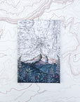 a final switchback button magnet featuring Katie Jeanne Reim's mount hood lolo pass print