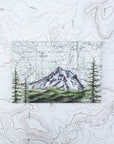 a final switchback button magnet featuring Katie Jeanne Reim's mount hood winderness print