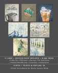 final switchback's 12-card box set with recycled paper envelopes featuring taste of Portland prints by Katie Jeanne Reim