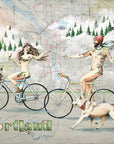 Final Switchback print of portland naked bike ride, Oregon, by artist Katie Jeanne Reim