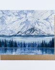a final switchback greeting card featuring artist Katie Jeanne Reim's Mount Rainier Morning, Washington, print
