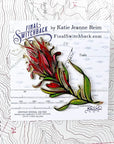 final switchback red paintbrush enamel pin on holder created by artist Katie Jeanne Reim