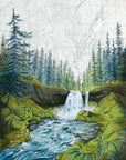 final switchback print of sahalie falls mckenzie river, Oregon, by artist Katie Jeanne Reim