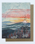 a final switchback greeting card featuring artist Katie Jeanne Reim's Smoky Mountain, Tennessee, print