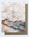 final switchback greeting card featuring Katie Jeanne Reim's three sisters alpenglow, Oregon, print