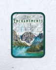 final switchback vinyl waterproof sticker featuring Katie Jeanne Reim's enchantments colchuck lake print