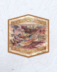 final switchback vinyl waterproof sticker featuring Katie Jeanne Reim's grand canyon R2R2R print
