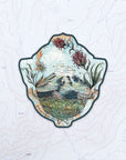 final switchback vinyl waterproof sticker featuring Katie Jeanne Reim's mount rainier paintbrush print