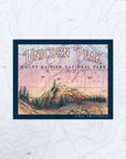 final switchback vinyl waterproof sticker featuring Katie Jeanne Reim's mount rainier unicorn peak print