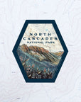 final switchback vinyl waterproof sticker featuring Katie Jeanne Reim's north cascades, cascade pass print
