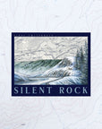 final switchback vinyl waterproof sticker featuring Katie Jeanne Reim's silent rock print
