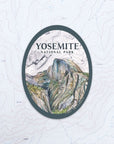 final switchback vinyl waterproof sticker featuring Katie Jeanne Reim's yosemite half dome print