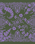 final switchback cotton bandana print in Wildflowers green by artist Katie Jeanne Reim