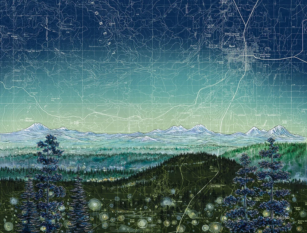 final switchback original painting of the Pilot Butte Twilight by artist Katie Jeanne Reim