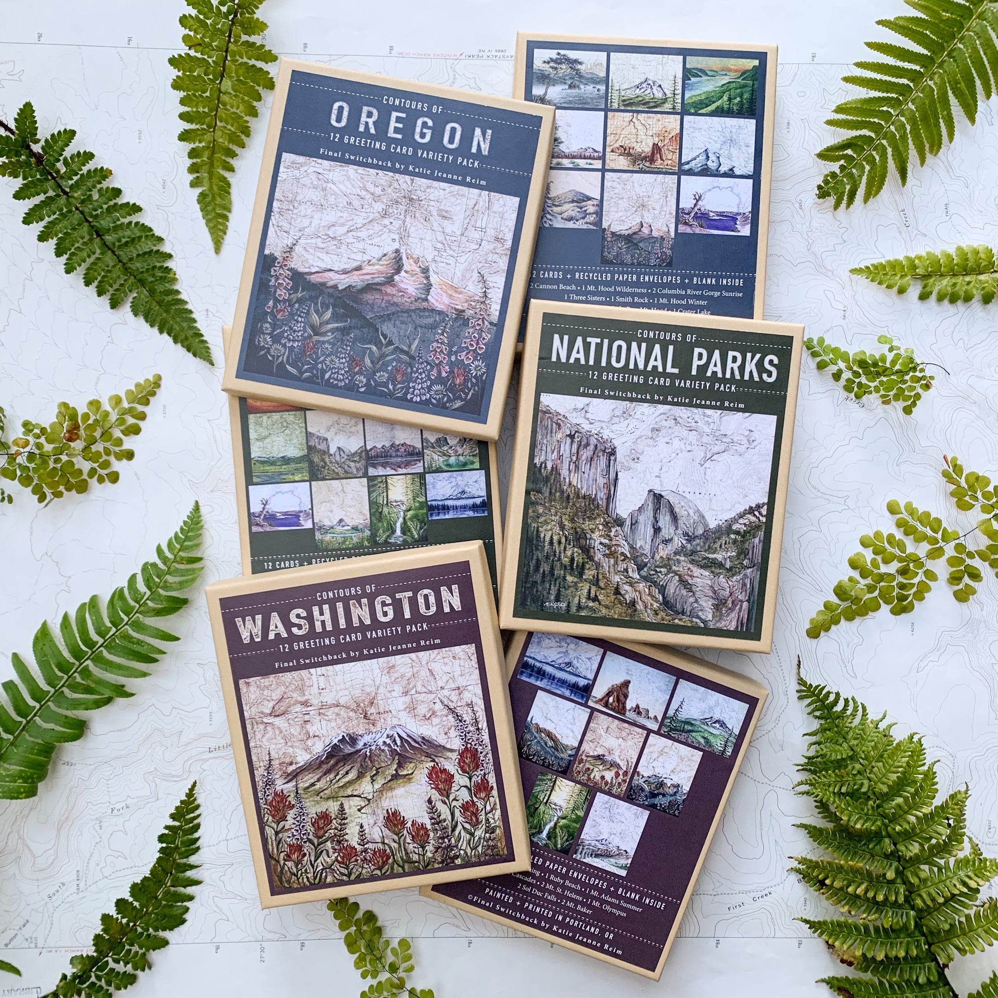 three final switchback's 12-card box sets featuring prints by Katie Jeanne Reim