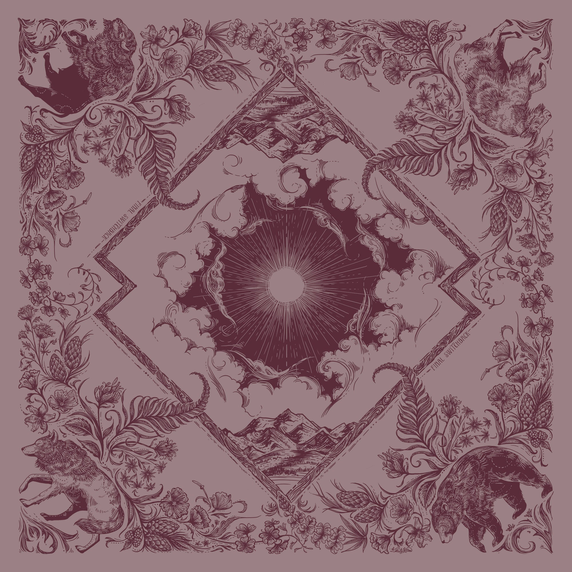 final switchback cotton bandana print in backcountry scree by artist Katie Jeanne Reim