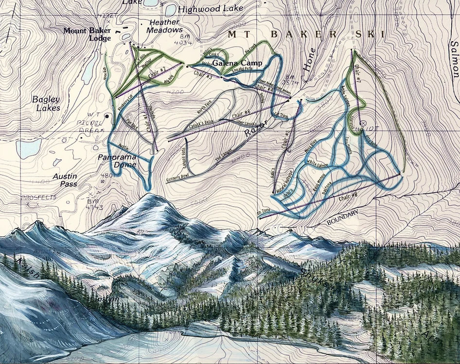 final switchback print of baker ski in washington by Katie Jeanne Reim
