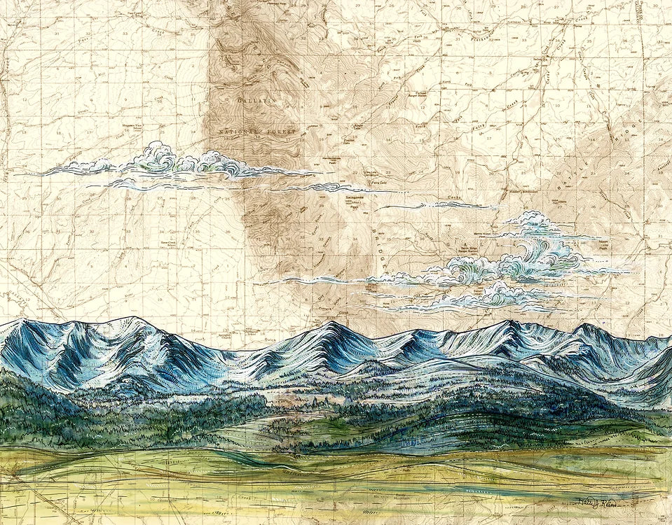 final switchback greeting card featuring Katie Jeanne Reim's Bridger Range, Montana, print