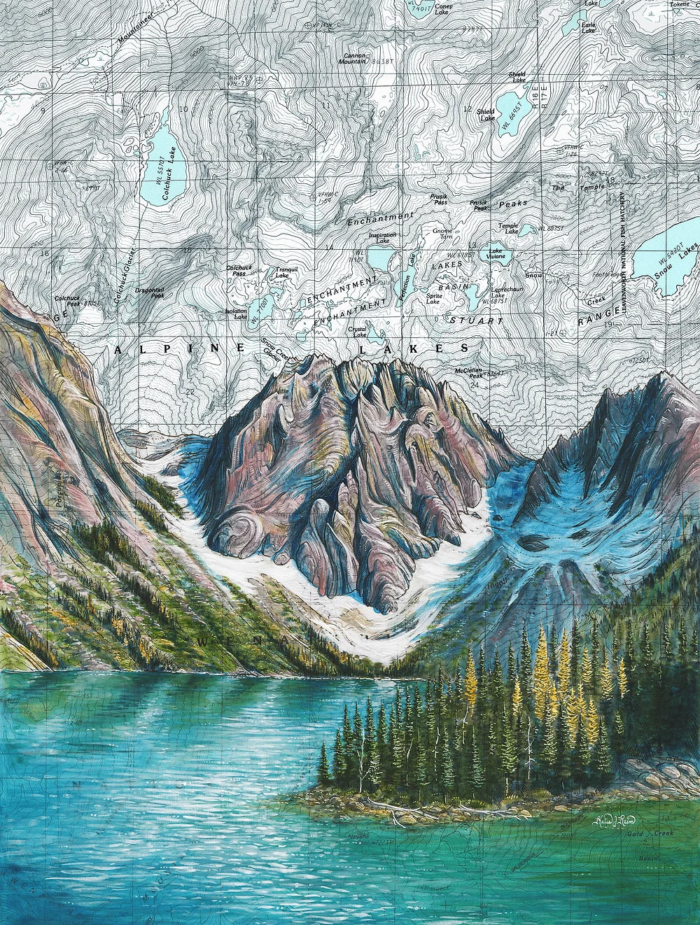 final switchback print of colchuck lake enchantments in washington by Katie Jeanne Reim
