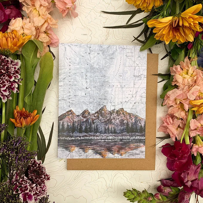 final switchback's greeting card featuring a contours of national parks print by artist Katie Jeanne Reim