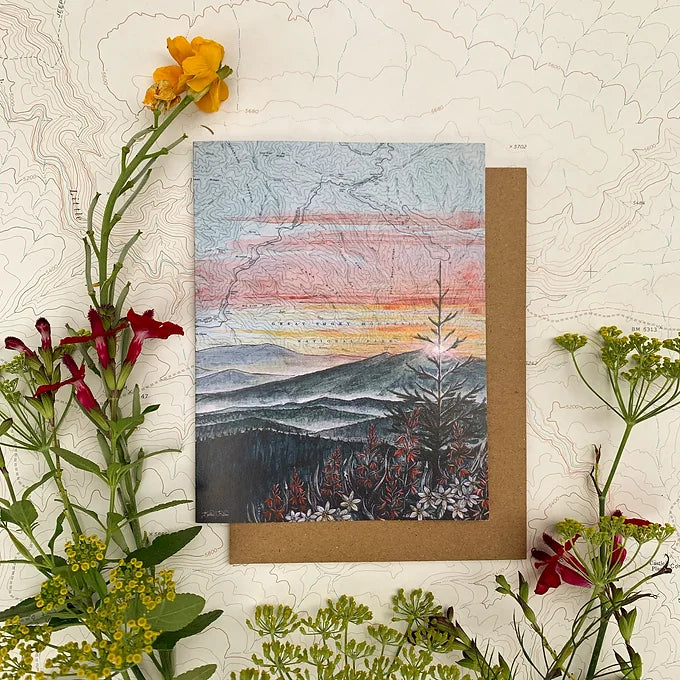 final switchback&#39;s greeting card featuring a contours of national parks print by artist Katie Jeanne Reim