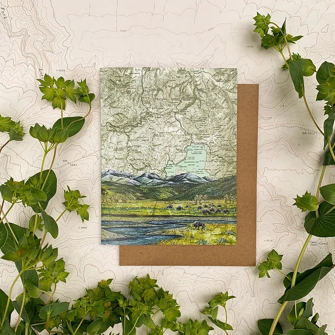 final switchback&#39;s greeting card featuring a contours of national parks print by artist Katie Jeanne Reim