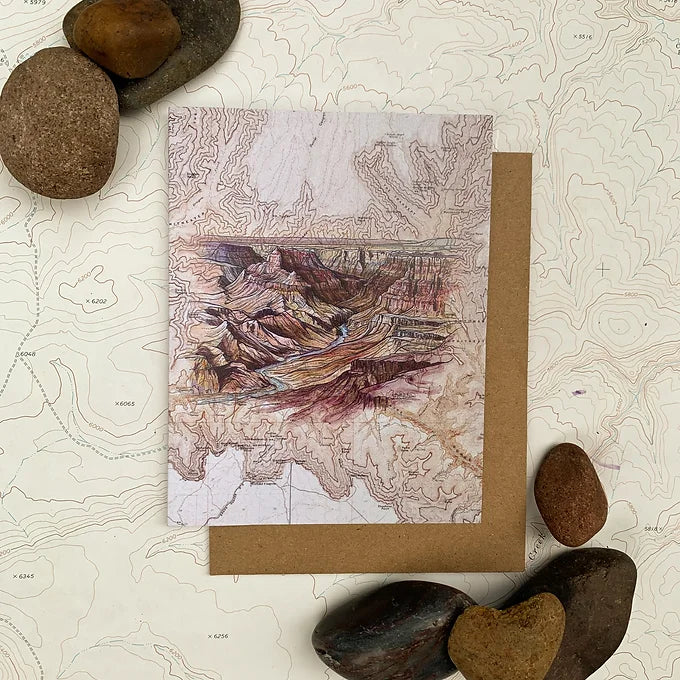final switchback&#39;s greeting card featuring a contours of national parks print by artist Katie Jeanne Reim