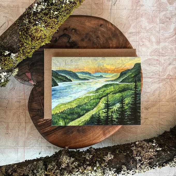 final switchback&#39;s greeting card featuring a contours of Oregon print by artist Katie Jeanne Reim