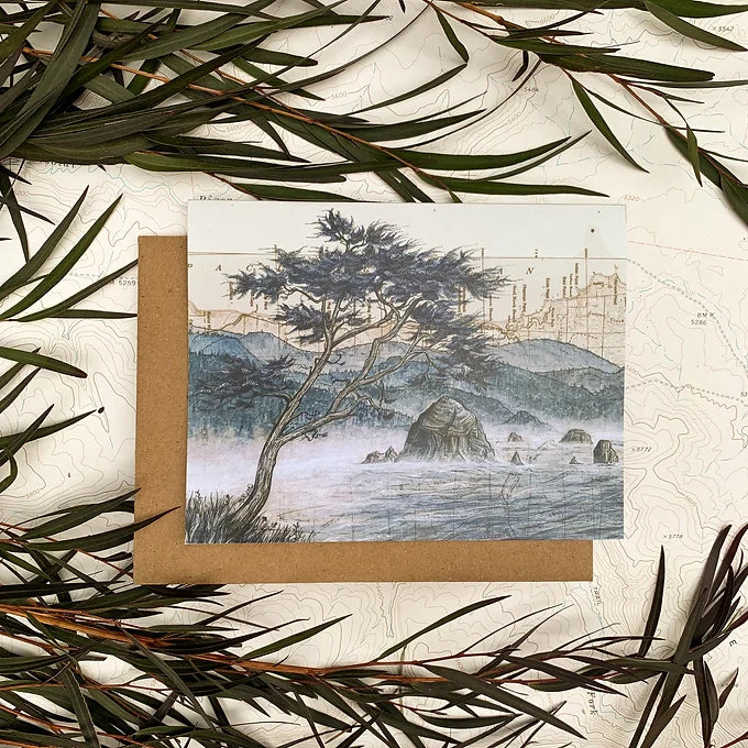 final switchback&#39;s greeting card featuring a contours of Oregon print by artist Katie Jeanne Reim