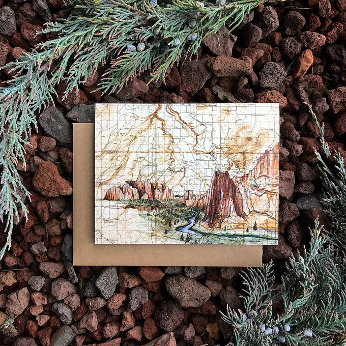 final switchback&#39;s greeting card featuring a contours of Oregon print by artist Katie Jeanne Reim