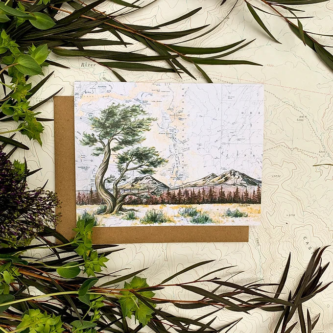 final switchback&#39;s greeting card featuring a contours of Oregon print by artist Katie Jeanne Reim
