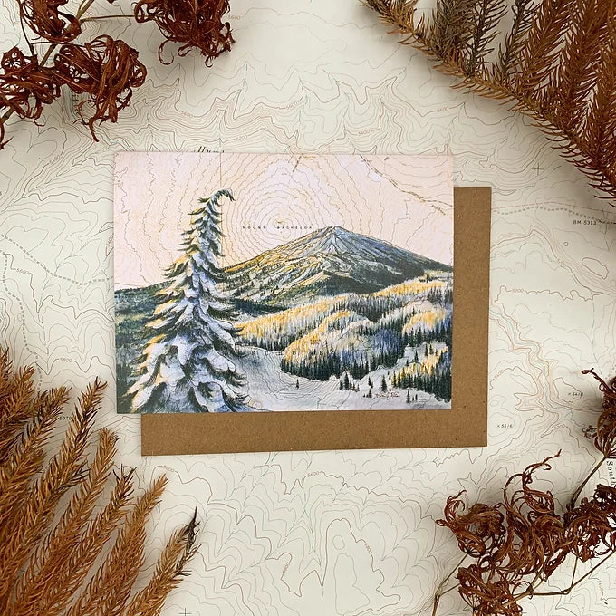 final switchback&#39;s greeting card featuring a contours of Oregon print by artist Katie Jeanne Reim