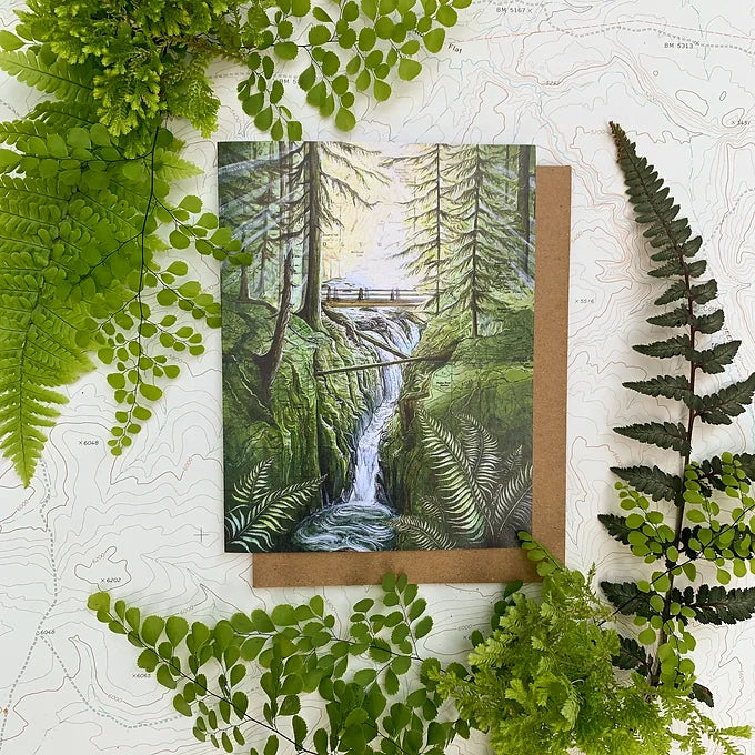 final switchback&#39;s greeting card featuring a contours of Washington print by artist Katie Jeanne Reim
