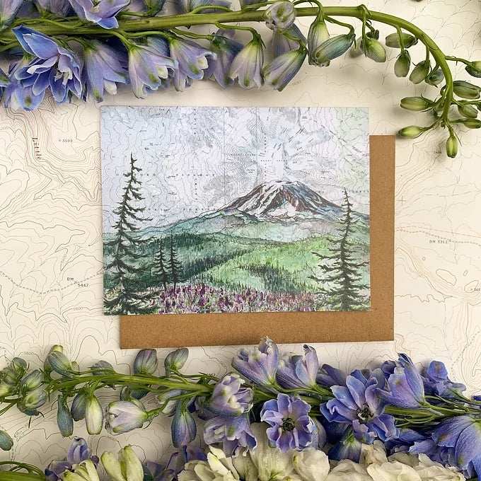 final switchback&#39;s greeting card featuring a contours of Washington print by artist Katie Jeanne Reim
