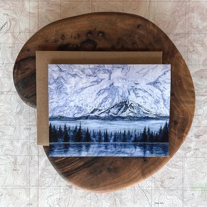final switchback&#39;s greeting card featuring a contours of Washington print by artist Katie Jeanne Reim