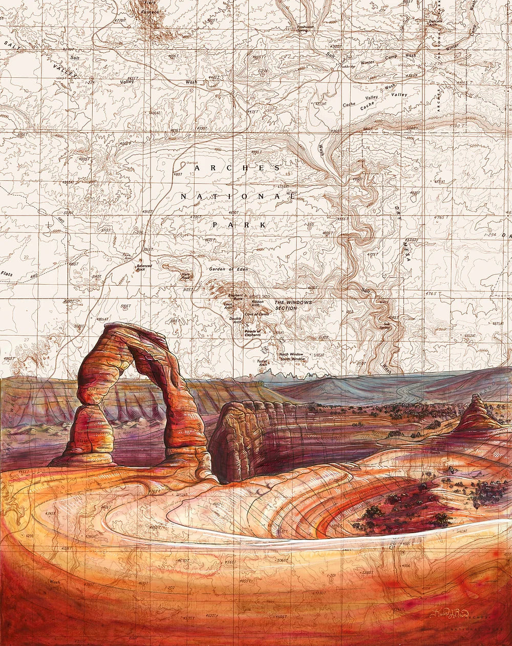 Final Switchback print of delicate arch arches national park, Utah, by artist Katie Jeanne Reim