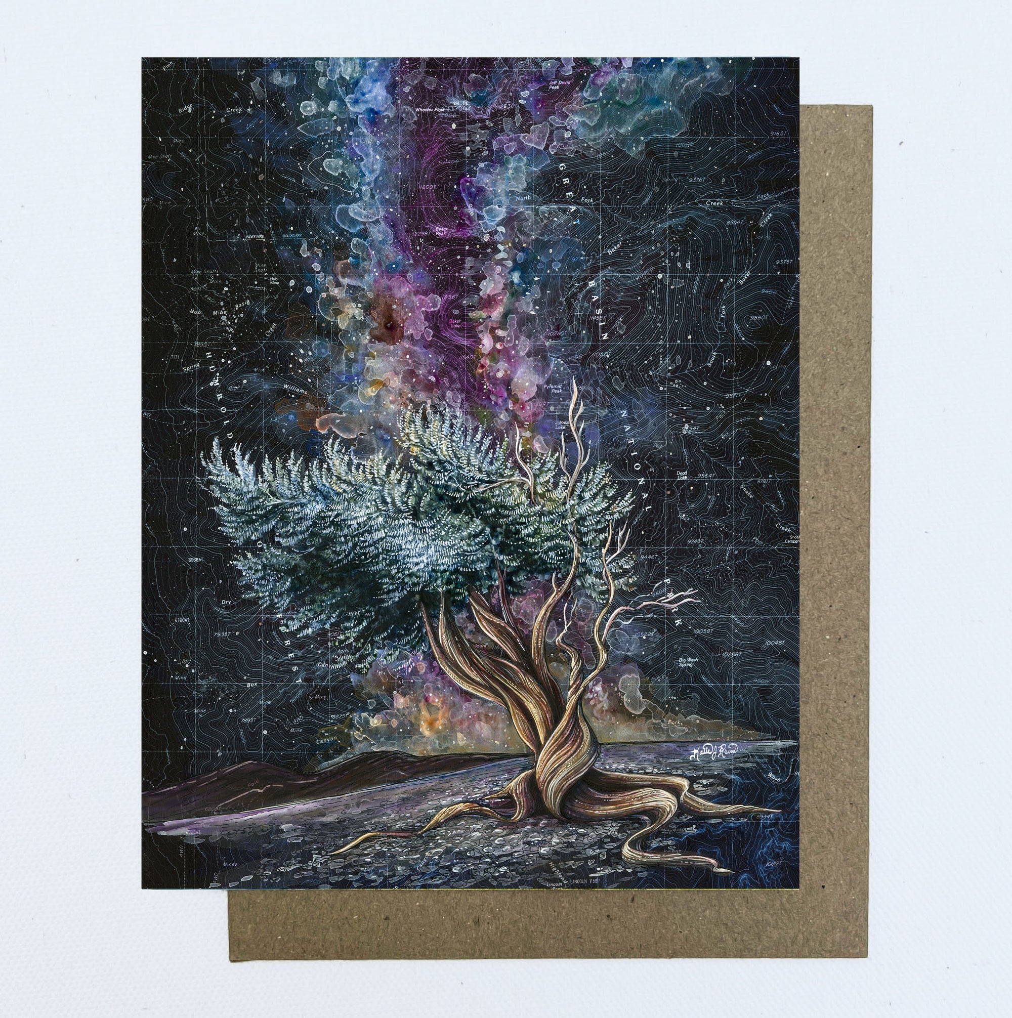 final switchback greeting card featuring Katie Jeanne Reim's great basin bristlecone colchuck, Nevada, print