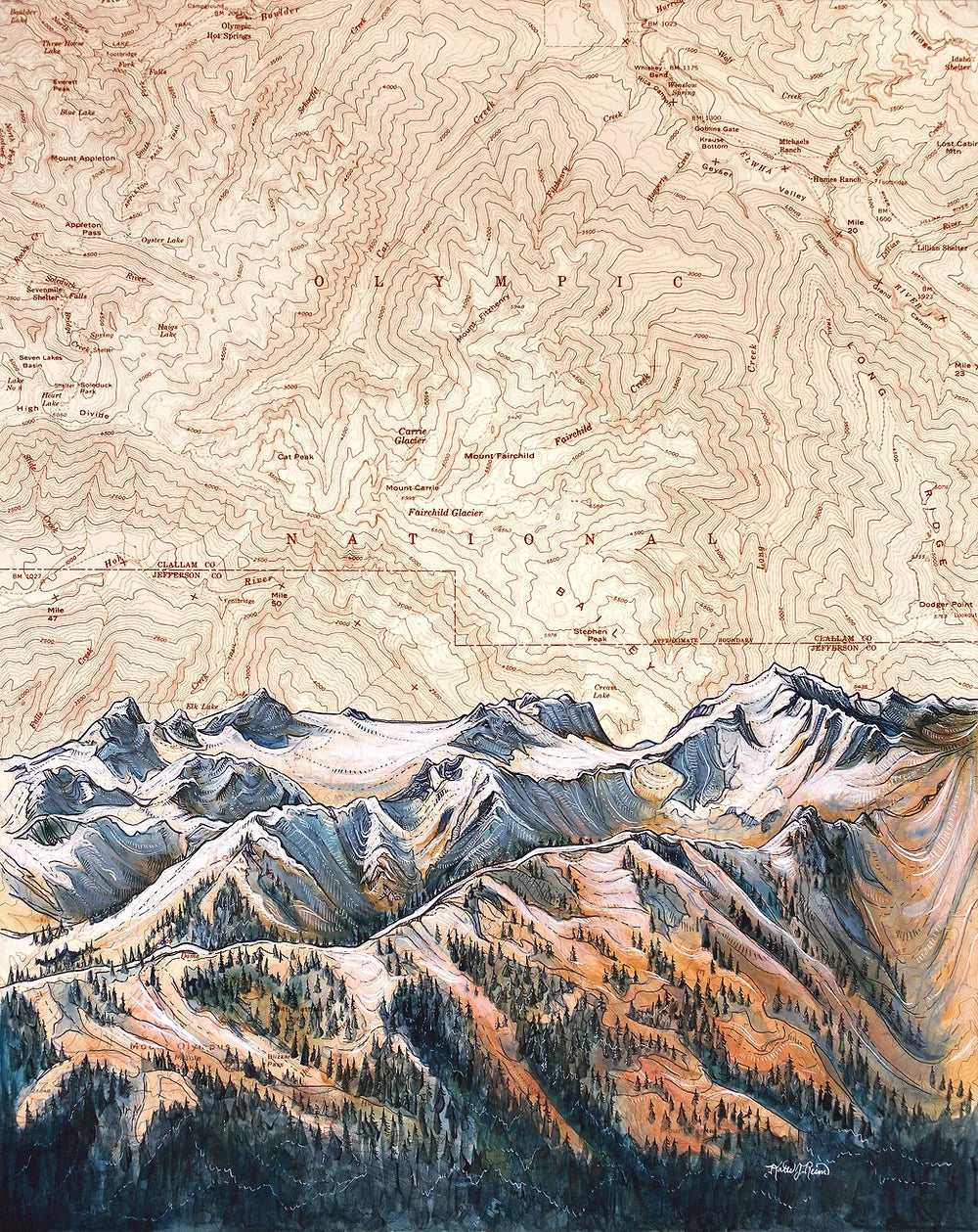 final switchback print of hurricane ridge olympic national park in washington by Katie Jeanne Reim